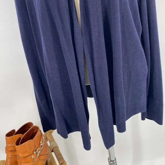 Eileen Fisher Long Open Front Duster Cardigan Shawl Neck‎ Tencel Navy Black  XL - Picture 5 of 14